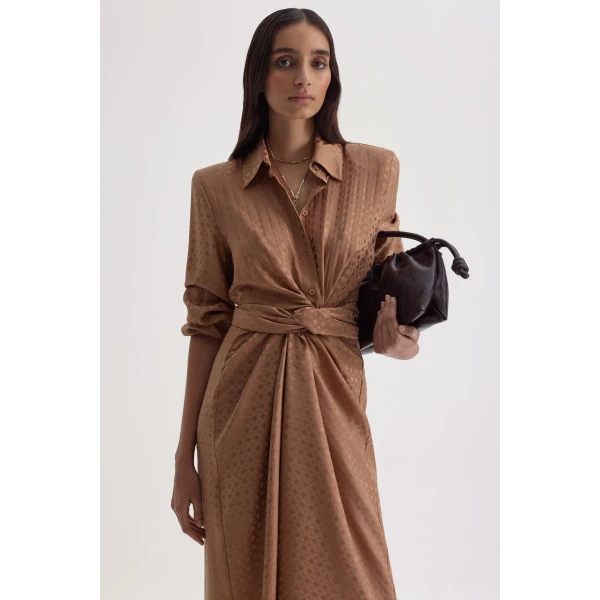 Silk Poppy Jacquard Turban Dress