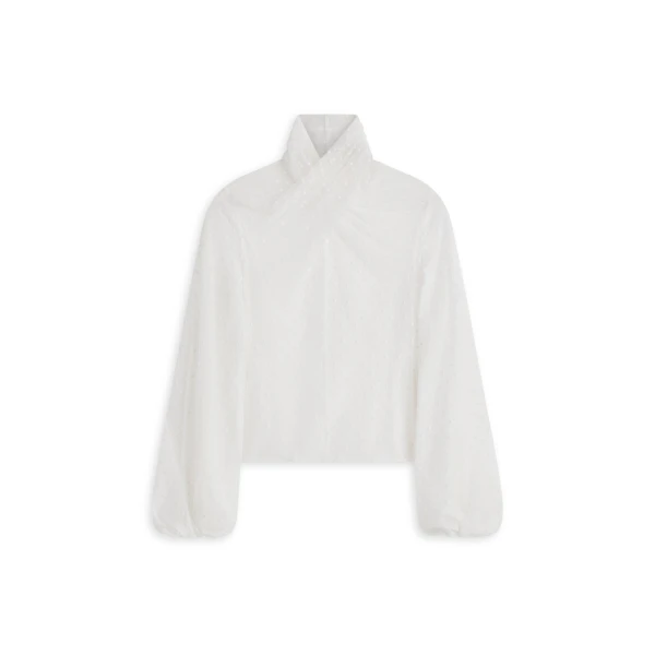 Velvet Spot Turban Top in White