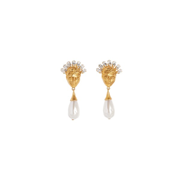 schiaparelli face rhinestone crown earrings