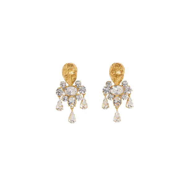 schiaparelli face rhinestone shower earrings