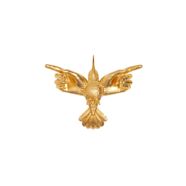 Hand-Winged Hummingbird Brooch