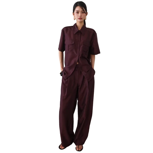 The Frankie Shop Aduna Satin Pleated Trousers