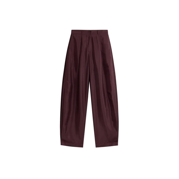 Aduna Satin Pleated Trousers in Burgundy