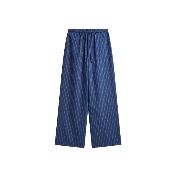 Almansa Drawstring Wide Pants in Blue Stripe