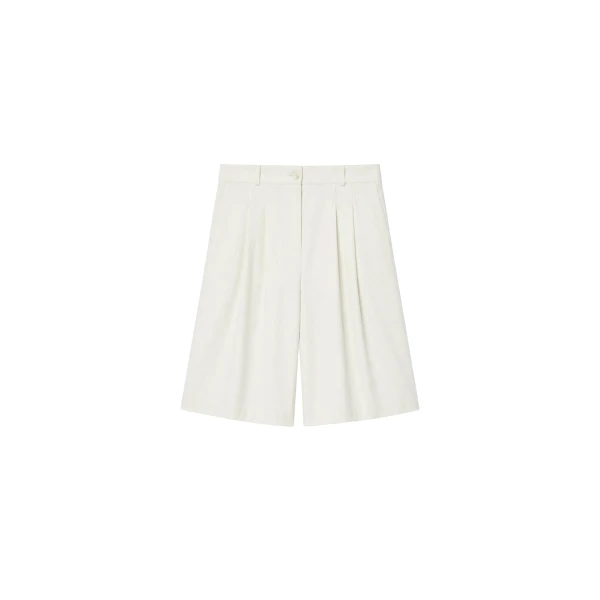 Altea Pleated Bermuda Shorts in Ivory
