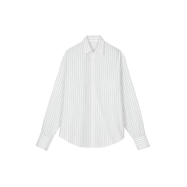 Anvers Button Up Striped Shirt in White and Black Stripe