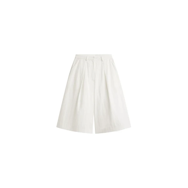 Aurea Wide Bermuda Shorts in Ivory