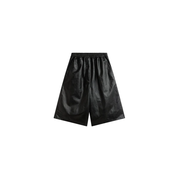 Beslon Leather-Effect Bermuda Shorts in Black