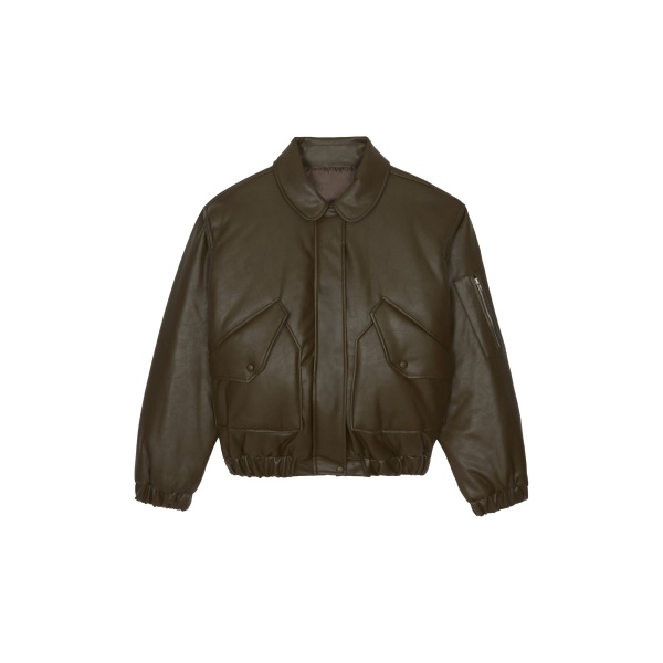 The Frankie Shop Blane Faux Leather Padded Bomber Jacket