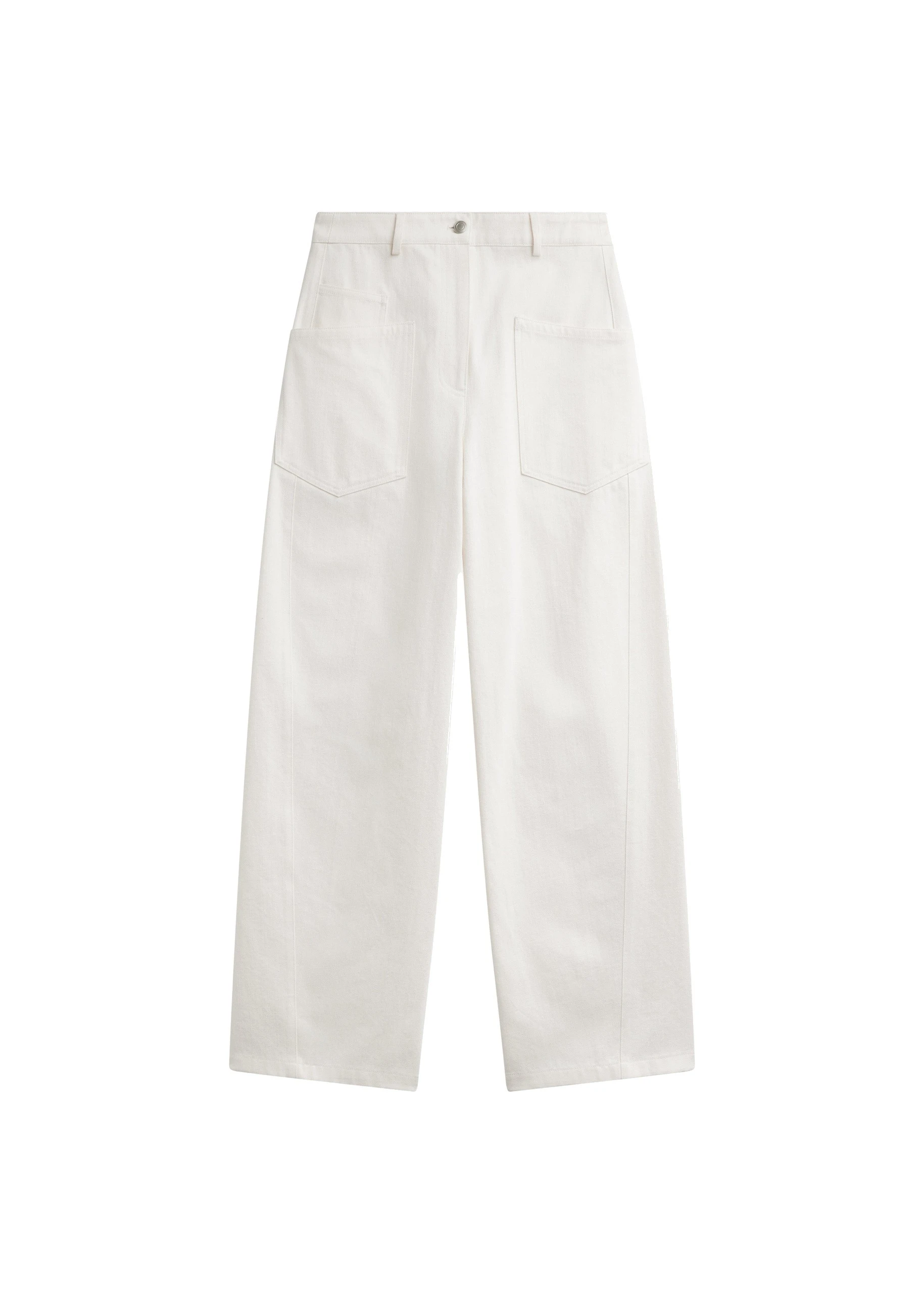 Bliss Barrel Leg Jeans in Ivory by The Frankie Shop – Pants The Frankie Shop Bliss Barrel Leg Jeans