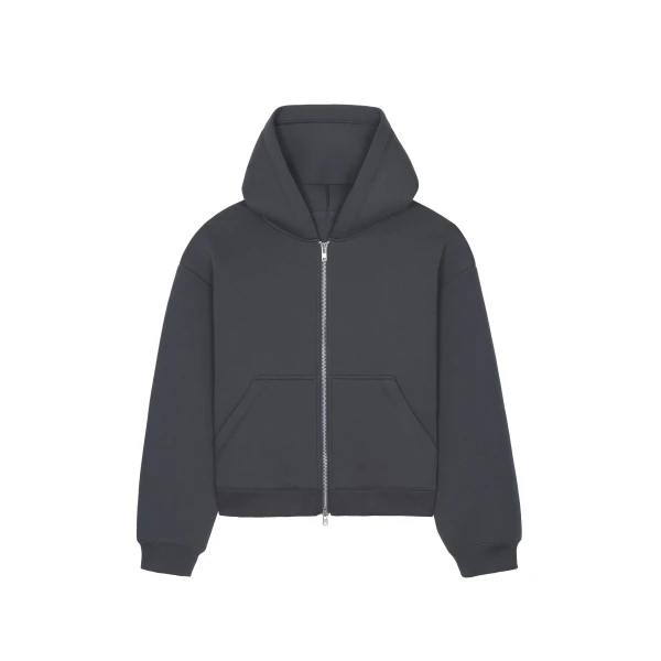 Calder Neoprene Zip-Up Hoodie in Grey