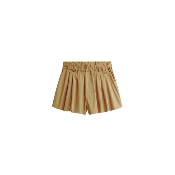 Castalia Cotton Gathered Shorts in Camel