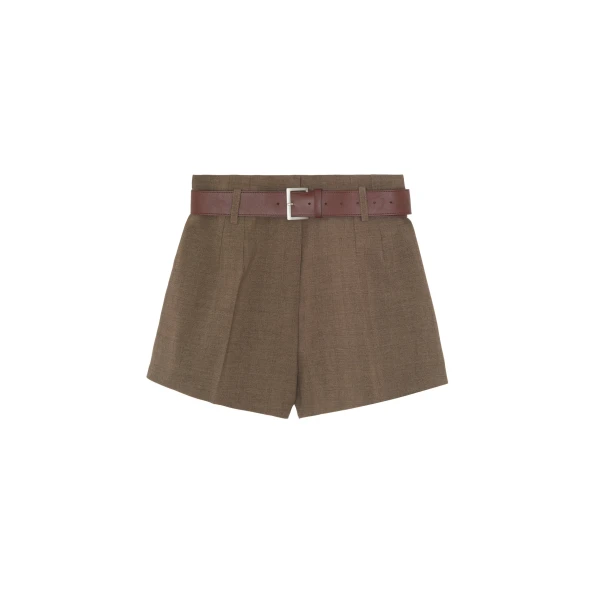 Chappell Belted Shorts in Brown
