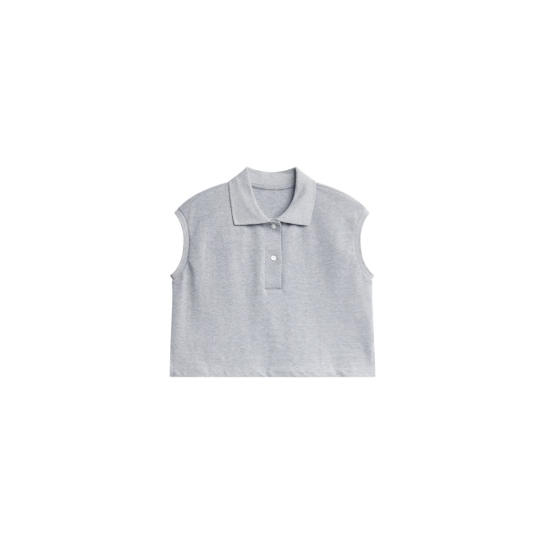 The Frankie Shop Claira Cropped Sleeveless Polo Top