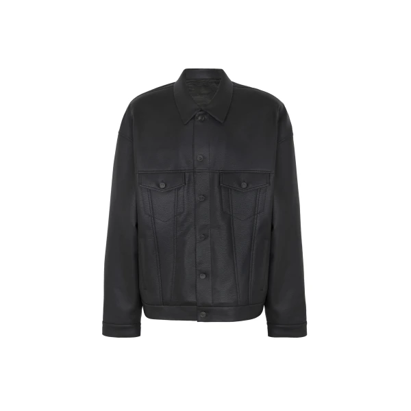 Conan Faux Leather Jacket in Black