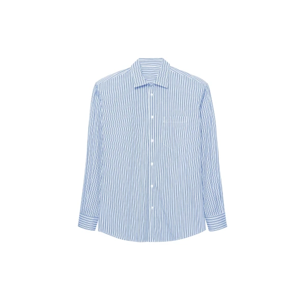 Cyrus Button Up Shirt in Blue and White Stripe