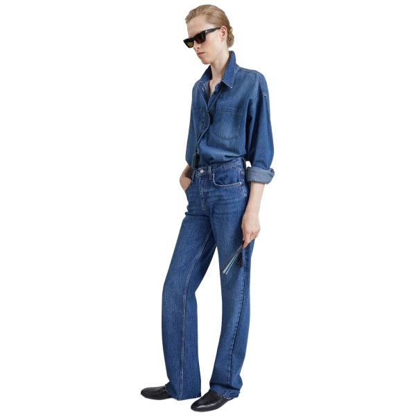 blue wash pants