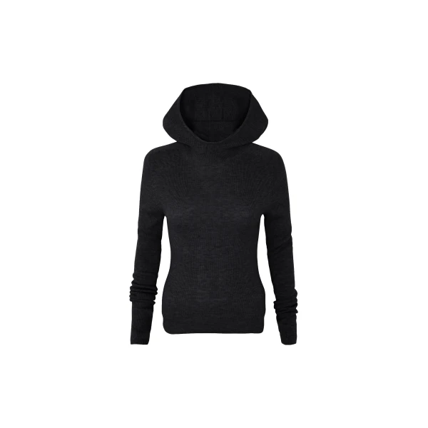 Danae Hooded Knit Top in Black