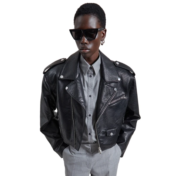 The Frankie Shop Daphne Cropped Biker Jacket