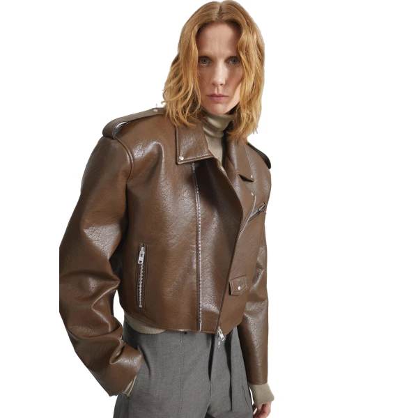 The Frankie Shop Daphne Cropped Biker Jacket