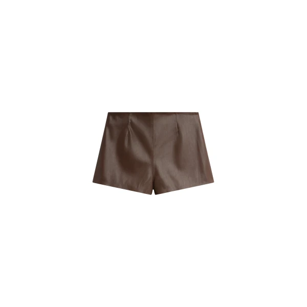Dreux Faux Leather Hot Pants in Brown