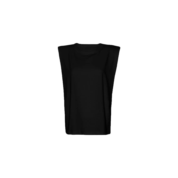 Eva Padded Shoulder Muscle T-Shirt in Black