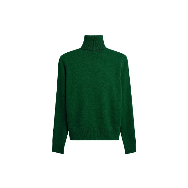 Gala Padded Knit Turtleneck in Forest Green