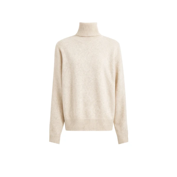 Gala Padded Knit Turtleneck in Light Beige