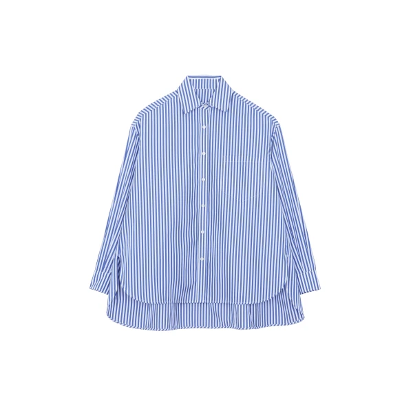 Georgia Boxy Shirt in White and Blue Stripe