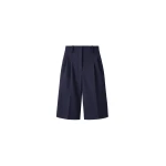 Gio Wool Pleated Bermuda Shorts in Navy by The Frankie Shop – Shorts The Frankie Shop Gio Wool Pleated Bermuda Shorts