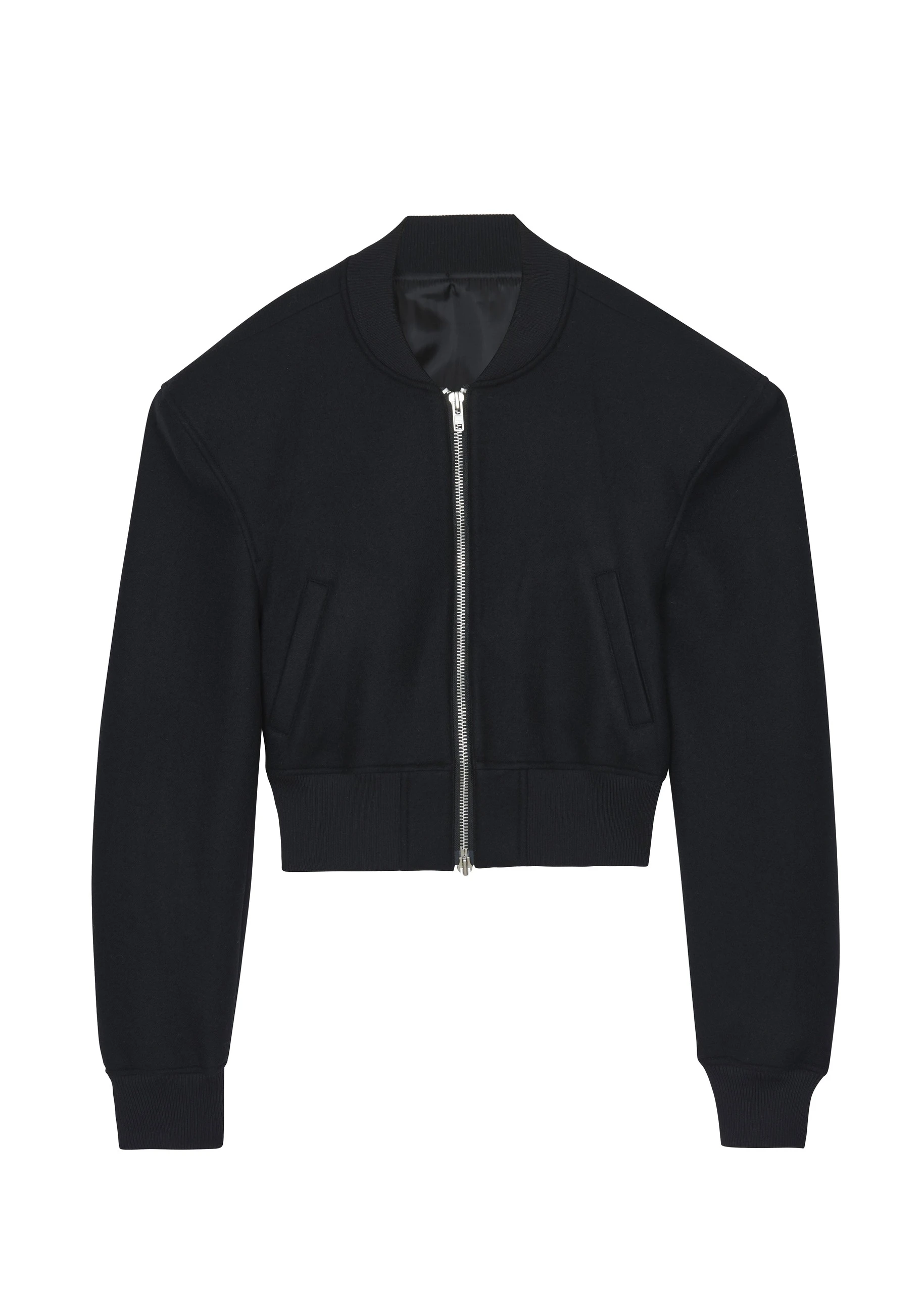 Glane Padded Wool Bomber Jacket in Black by The Frankie Shop – Jackets The Frankie Shop Glane Padded Wool Bomber Jacket