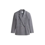 Helmond Double-Breasted Blazer in Grey Multi Stripe by The Frankie Shop – Jackets The Frankie Shop Helmond Double-Breasted Blazer
