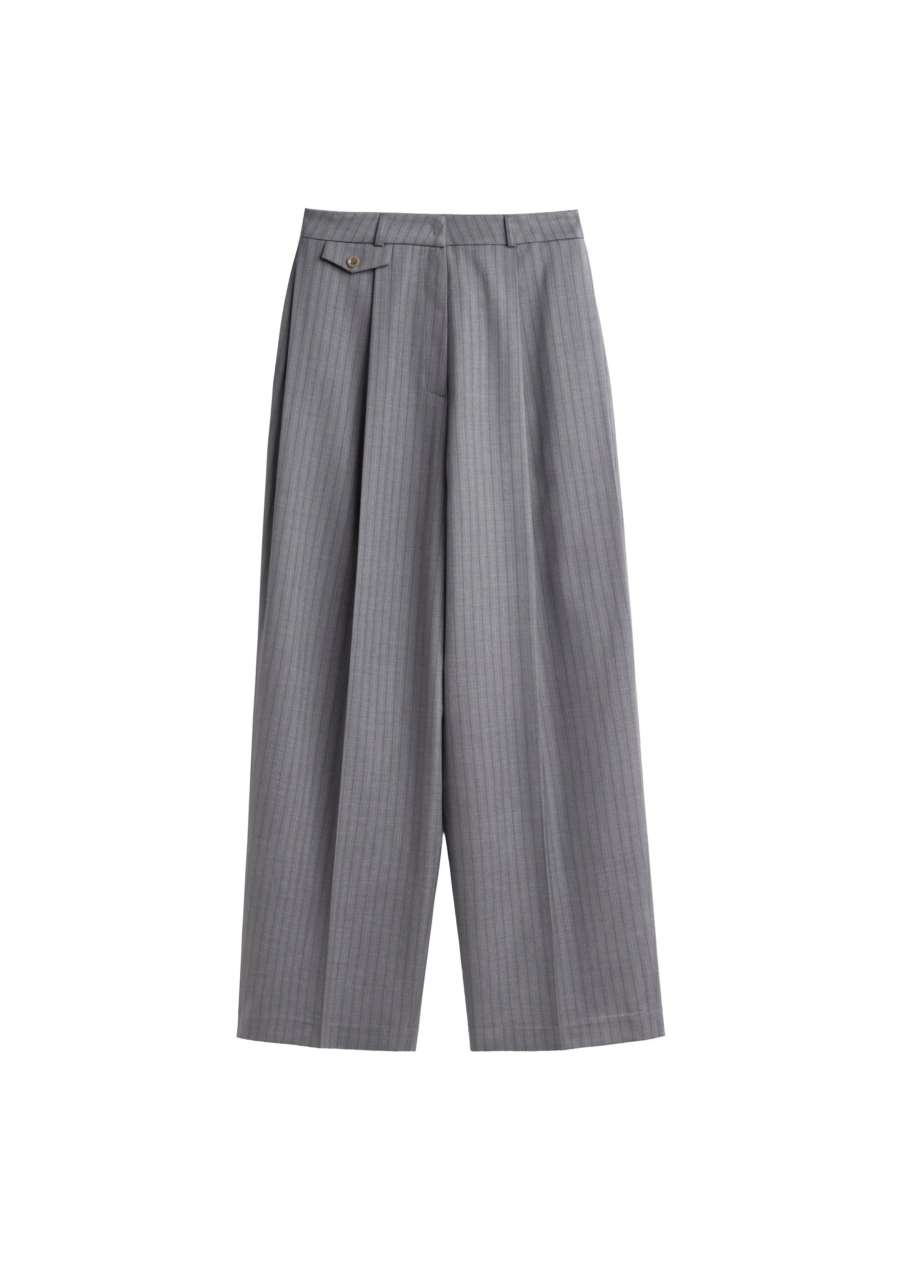 Helmond Pleated Trousers in Grey Multi Stripe by The Frankie Shop – Pants The Frankie Shop Helmond Pleated Trousers