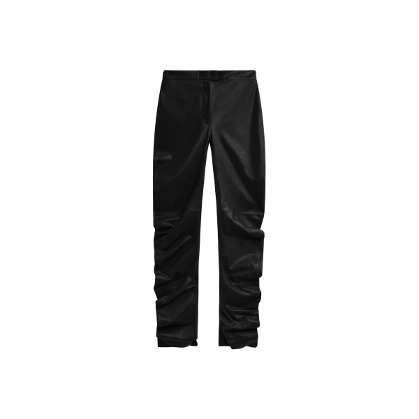Jessa Leather Ruched Pants in Black