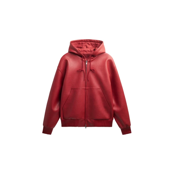 Kodai Faux Leather Bomber Jacket in Red