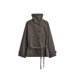 Lahti Belted Short Coat in Brown by The Frankie Shop – Coats The Frankie Shop Lahti Belted Short Coat