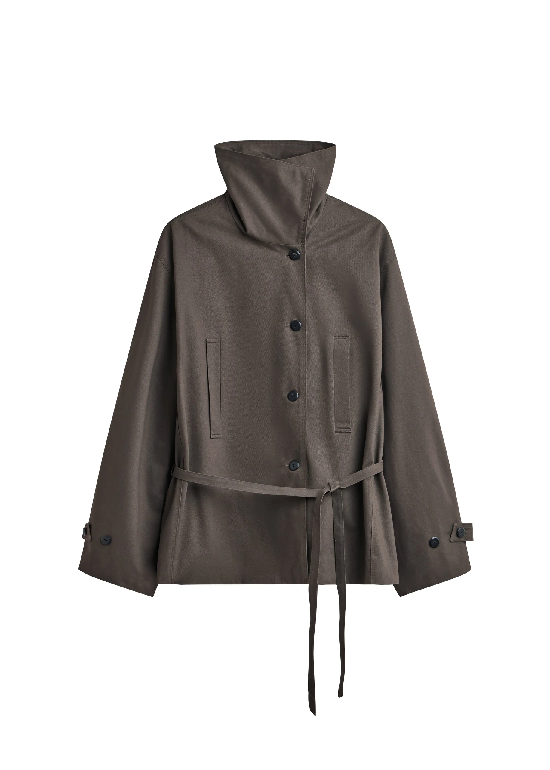 Lahti Belted Short Coat in Brown by The Frankie Shop – Coats The Frankie Shop Lahti Belted Short Coat