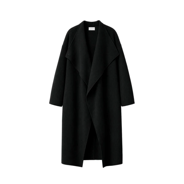 Leroy Funnel Neck Wool Coat in Black