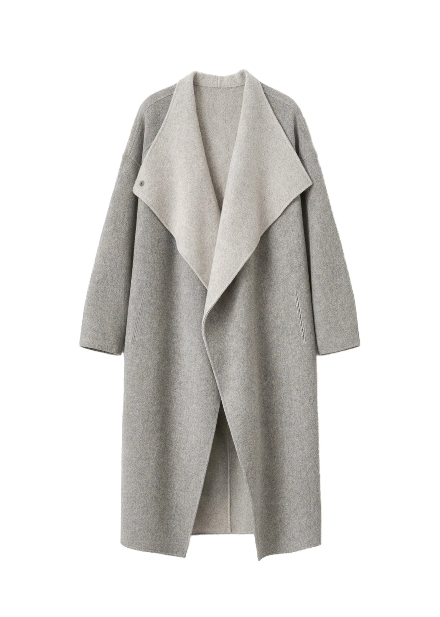 Leroy Reversible Funnel Neck Wool Coat in Beige by The Frankie Shop – Coats The Frankie Shop Leroy Reversible Funnel Neck Wool Coat