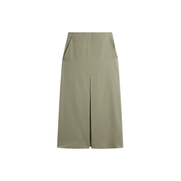Lisle Front Slit Pencil Skirt in Pale Olive