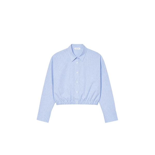 Lison Cropped Shirt in Checked Blue