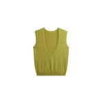 Lizan Deep V Neck Knit Vest in Chartreuse by The Frankie Shop – Jackets The Frankie Shop Lizan Deep V Neck Knit Vest