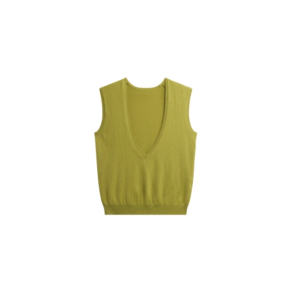 Lizan Deep V Neck Knit Vest in Chartreuse