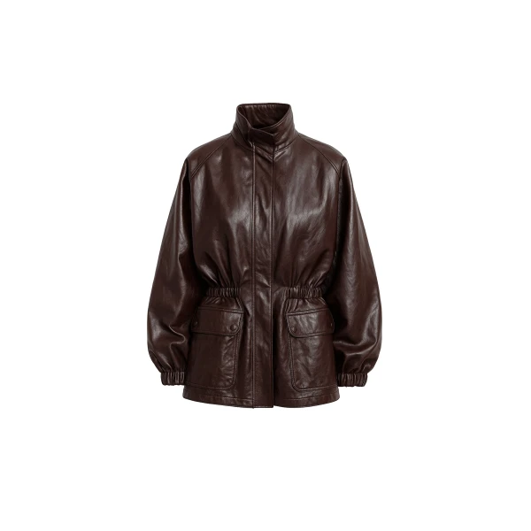 Lommel Faux Leather Jacket in Brown