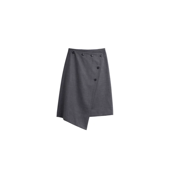 Lowell Asymmetric Midi Skirt in Grey Melange