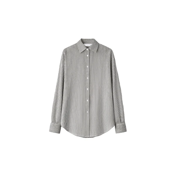 Lui Striped Silk Shirt in Black and White Stripe