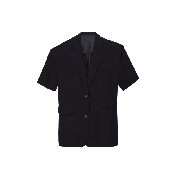 Maisie Short Sleeve Twill Blazer in Black