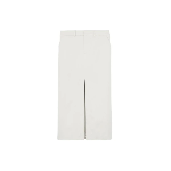 Maybelle Front Slit Midi Skirt in Off White