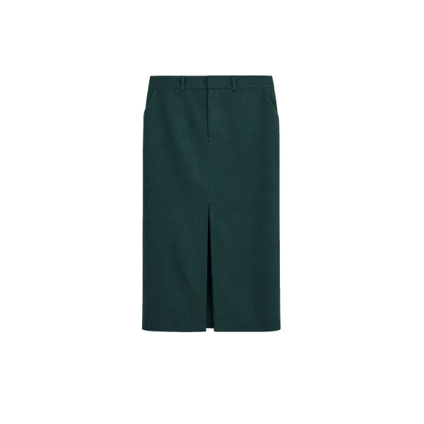 Maybelle Front Slit Pencil Skirt in Bottle Green