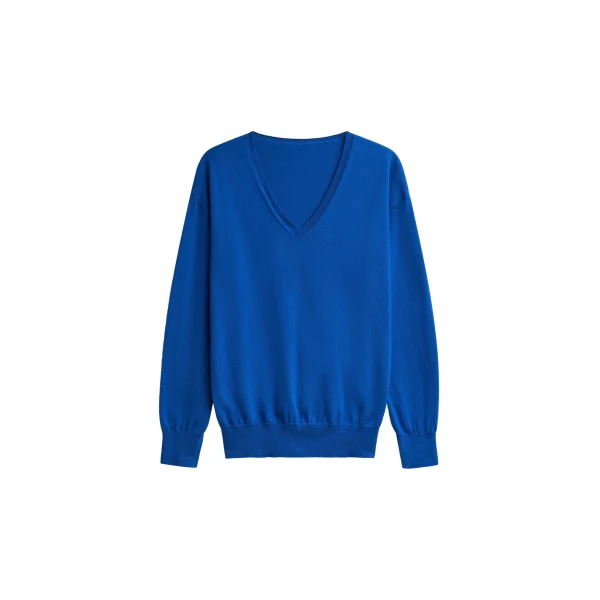 Meera V-Neck Sweater in Cobalt